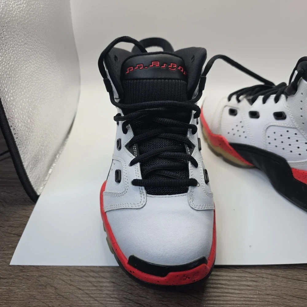 Jordan 6-17-23 White Infrared Black Speckled Mid Sneakers 428818-123 Mens 5Y